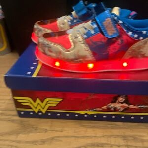 Wonder Woman Girl Youth 12 Light Up Sneakers Red Gold Blue Shoes
